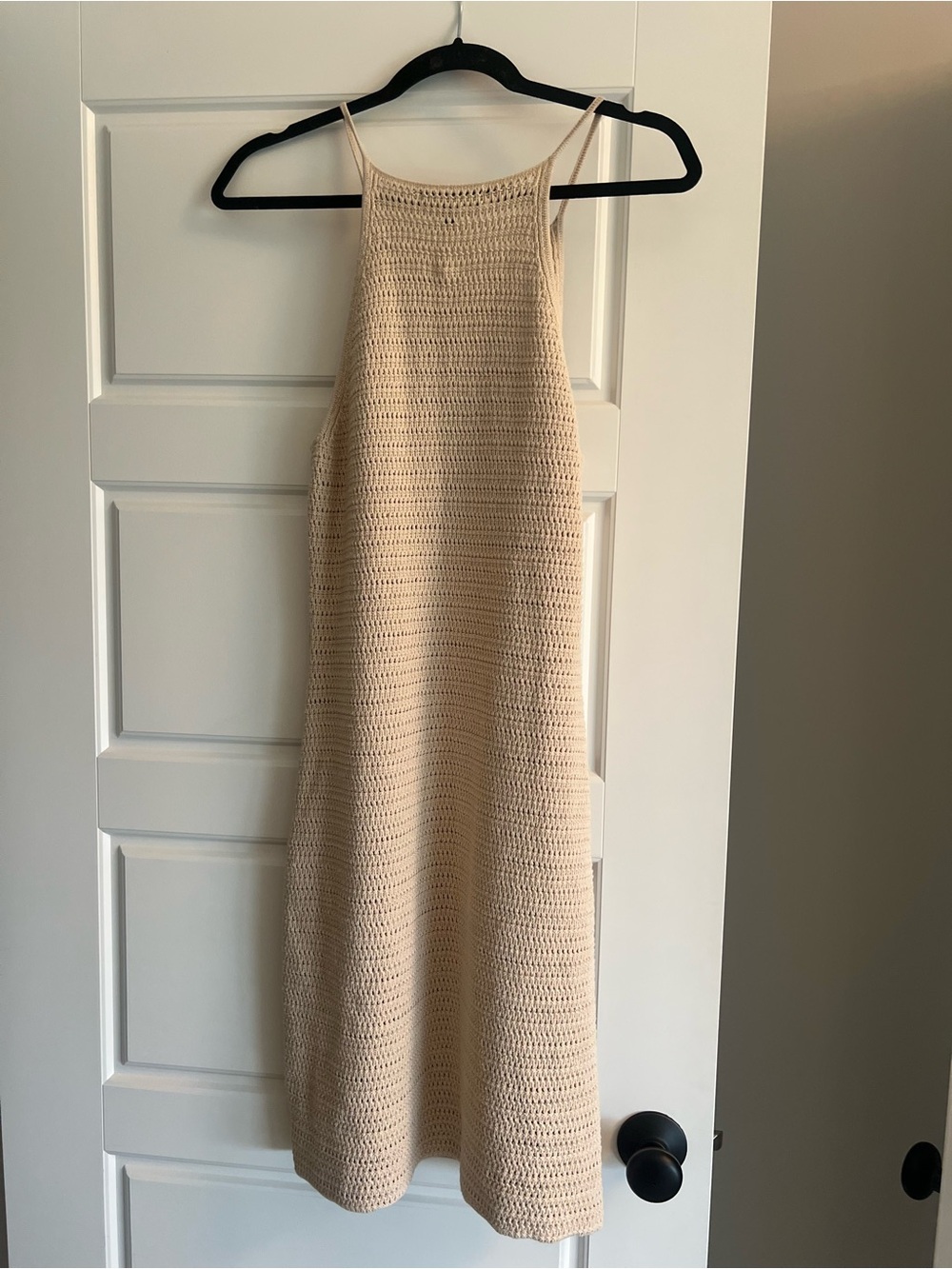 Banana Republic Beige Crocheted Halter Midi Dress
